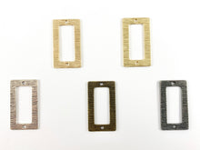 Load image into Gallery viewer, 18x32mm Pewter Wavy Cut Out Rectangle Pendants Brushed Rectangular Connectors Bulk Order in Matte Gold, Gold, Silver, Brass and Gunmetal
