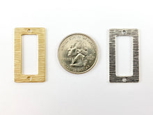 Load image into Gallery viewer, 18x32mm Pewter Wavy Cut Out Rectangle Pendants Brushed Rectangular Connectors Bulk Order in Matte Gold, Gold, Silver, Brass and Gunmetal
