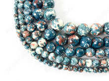 Load image into Gallery viewer, Blue Mosaic Composite Howlite Round Smooth Beads 6-12mm Around 15&quot;
