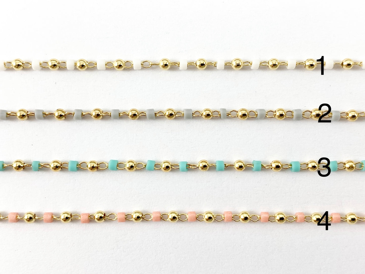 Gold 18K Plated Colorful Miyuki Beads with Gold Round Balls Chain For Jewelry Making And Designs