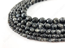 Load image into Gallery viewer, Black Labradorite Larvikite Round Faceted Natural Gemstone Beads For Men&#39;s and Women&#39;s Bracelets 4-12mm Available Around 14&quot;-15&quot;
