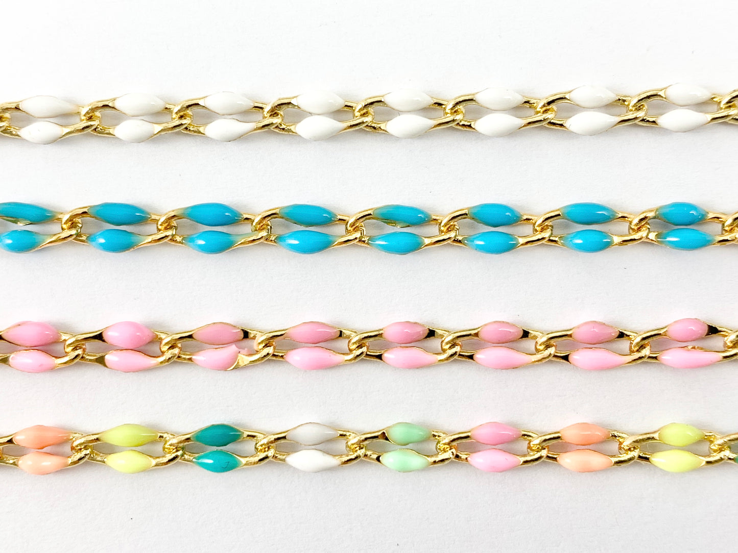 18K Gold Plated Colorful Enamel Plated Copper Skinny Twisted  Link Chain For Summer Jewelry Making And Designs