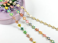 Load image into Gallery viewer, 18K Gold Plated Enamel Plated Copper Daisy Flower Chain Colorful Chains For Summer Jewelry Making
