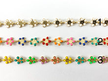 Load image into Gallery viewer, 18K Gold Plated Enamel Plated Copper Daisy Flower Chain Colorful Chains For Summer Jewelry Making
