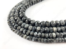 Load image into Gallery viewer, Black Labradorite Larvikite Rondelle Faceted Natural Gemstone Beads For Men&#39;s and Women&#39;s Bracelets 6-12mm Available Around 14&quot;-15&quot;
