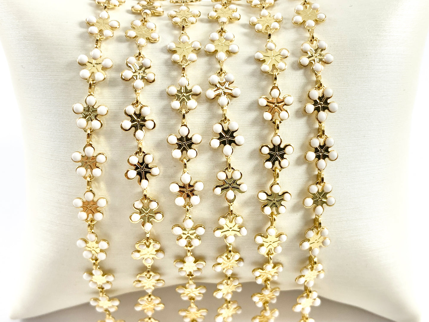 18K Gold Plated Enamel Plated Copper Daisy Flower Chain Colorful Chains For Summer Jewelry Making