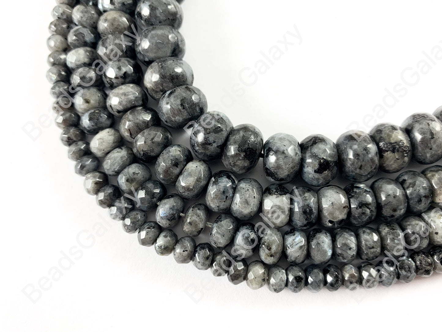 Labradorita negra Larvikita Rondelle Cuentas de piedras preciosas naturales facetadas para pulseras de hombres y mujeres de 6 a 12 mm disponibles alrededor de 14 a 15 pulgadas