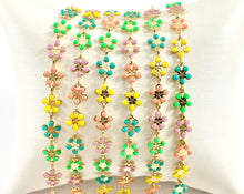 Load image into Gallery viewer, 18K Gold Plated Enamel Plated Copper Daisy Flower Chain Colorful Chains For Summer Jewelry Making
