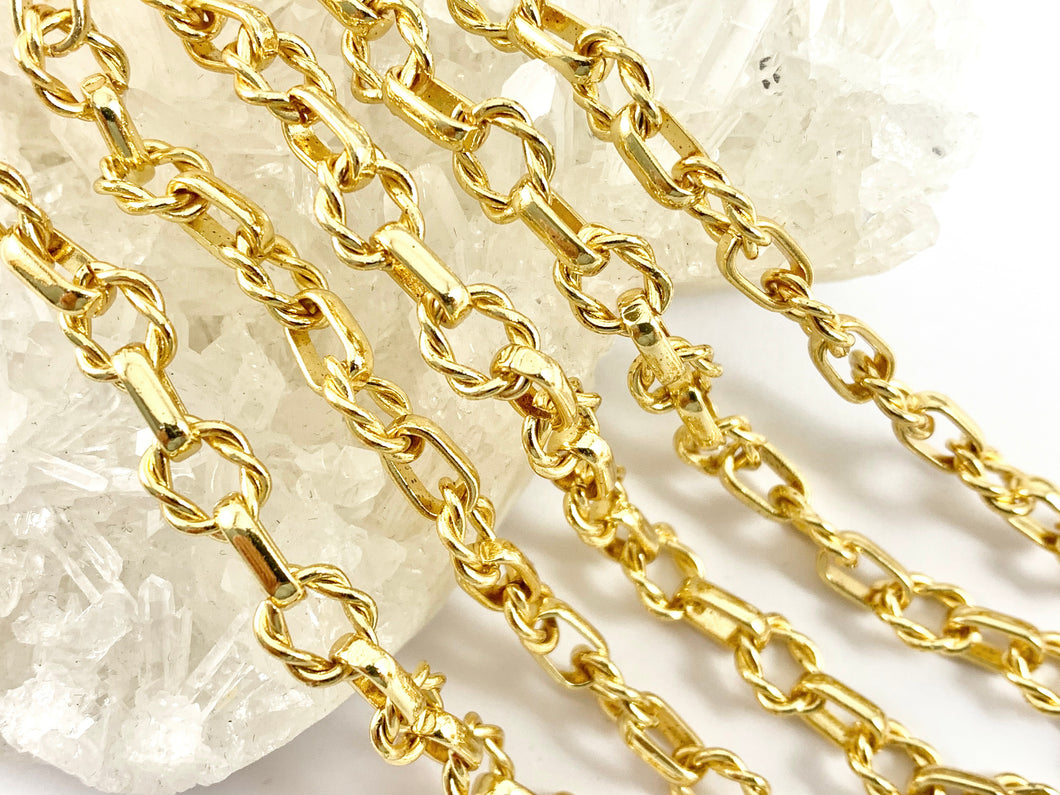 18K Gold Plated Twisted Circle Chain For Bracelets And Necklaces Making