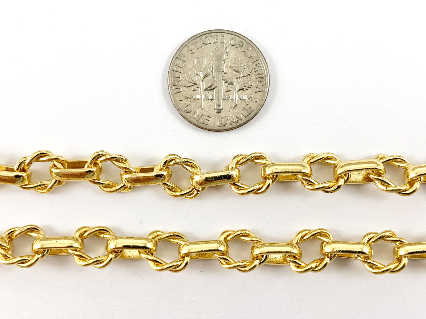 Cadena circular trenzada chapada en oro de 18 quilates para hacer pulseras y collares