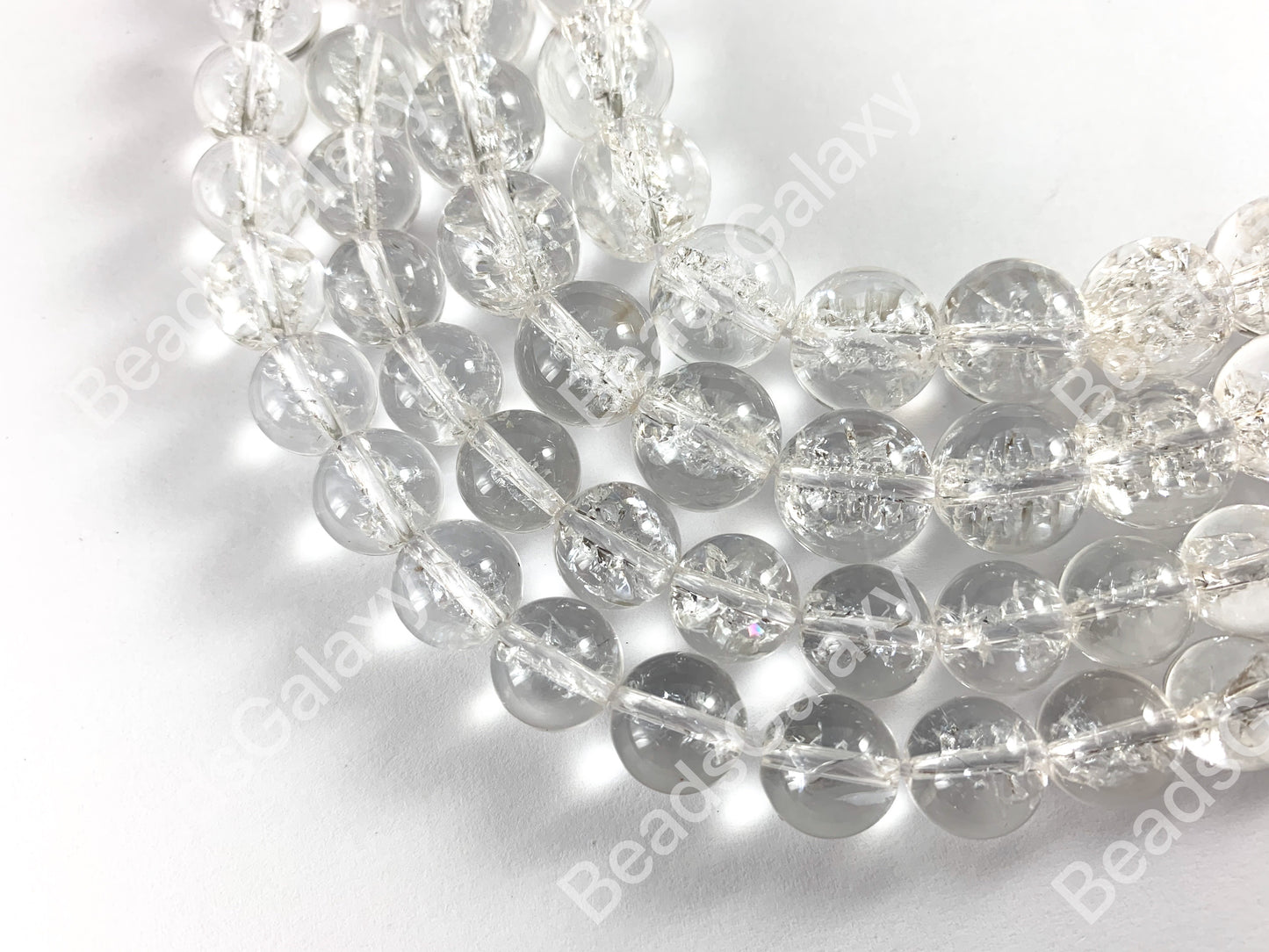 Grado AAA Natural Crackle Cuarzo Claro Alta Calidad Redondo Suave Brillante Abalorios Curación Piedra Preciosa Cristalina 10mm 12mm Alrededor de 15"