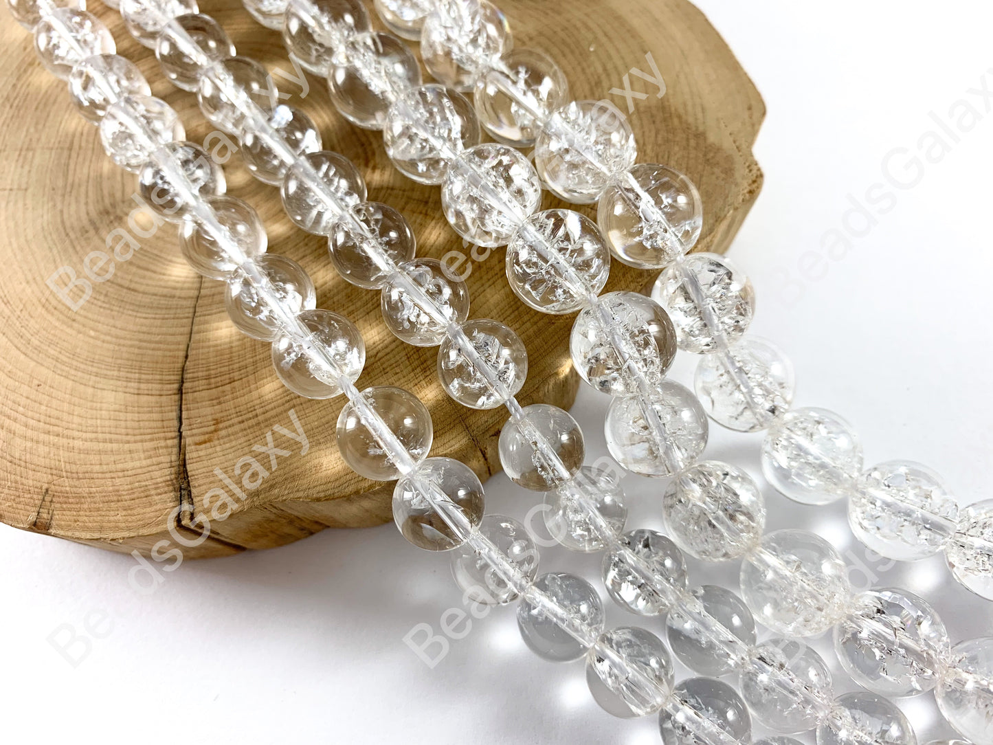 Grado AAA Natural Crackle Cuarzo Claro Alta Calidad Redondo Suave Brillante Abalorios Curación Piedra Preciosa Cristalina 10mm 12mm Alrededor de 15"