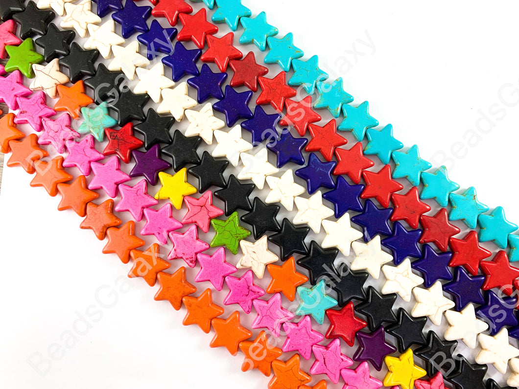 20mm Star Shape Howlite Turquoise Flat July 4th Independence Day Beads 8 Colors Available Around 15