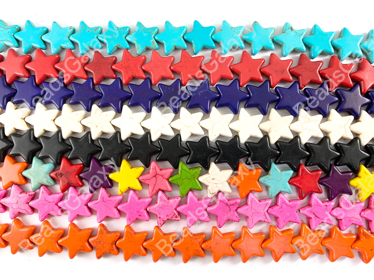 20mm Star Shape Howlite Turquoise Flat July 4th Independence Day Beads 8 Colors Available Around 15"