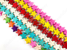 Load image into Gallery viewer, 25mm Star Shape Howlite Turquoise Flat Beads 10 Colors Available Around 15&quot;
