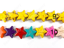 Load image into Gallery viewer, 25mm Star Shape Howlite Turquoise Flat Beads 10 Colors Available Around 15&quot;
