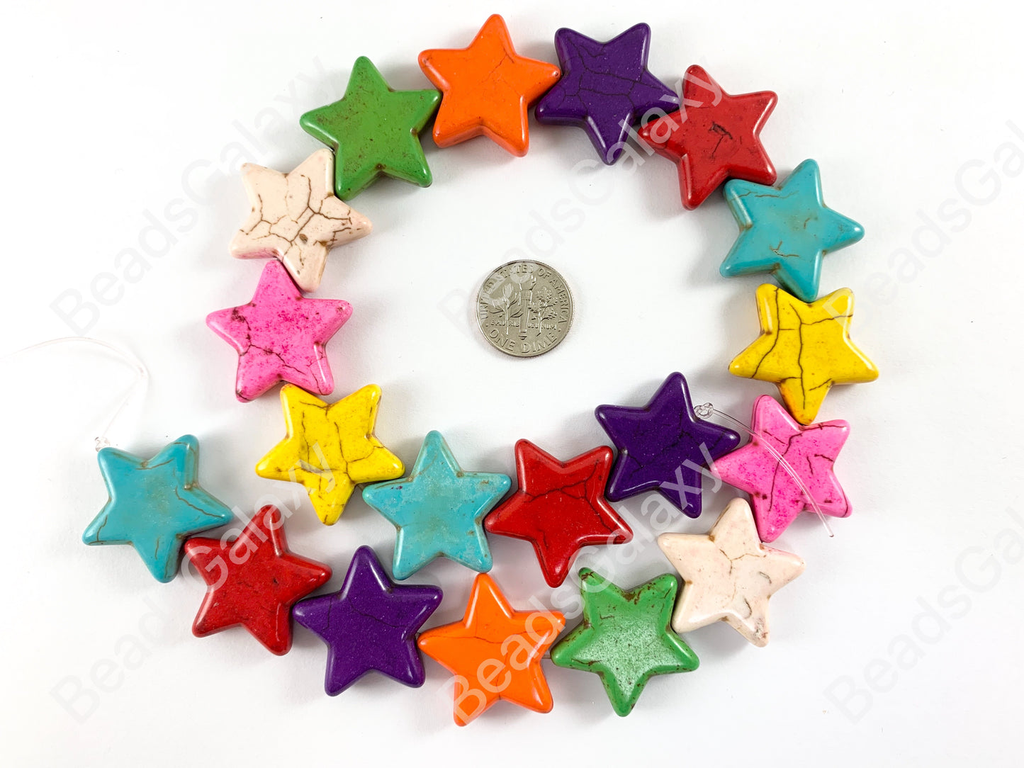 25mm Star Shape Howlite Turquoise Flat Beads 10 Colors Available Around 15"