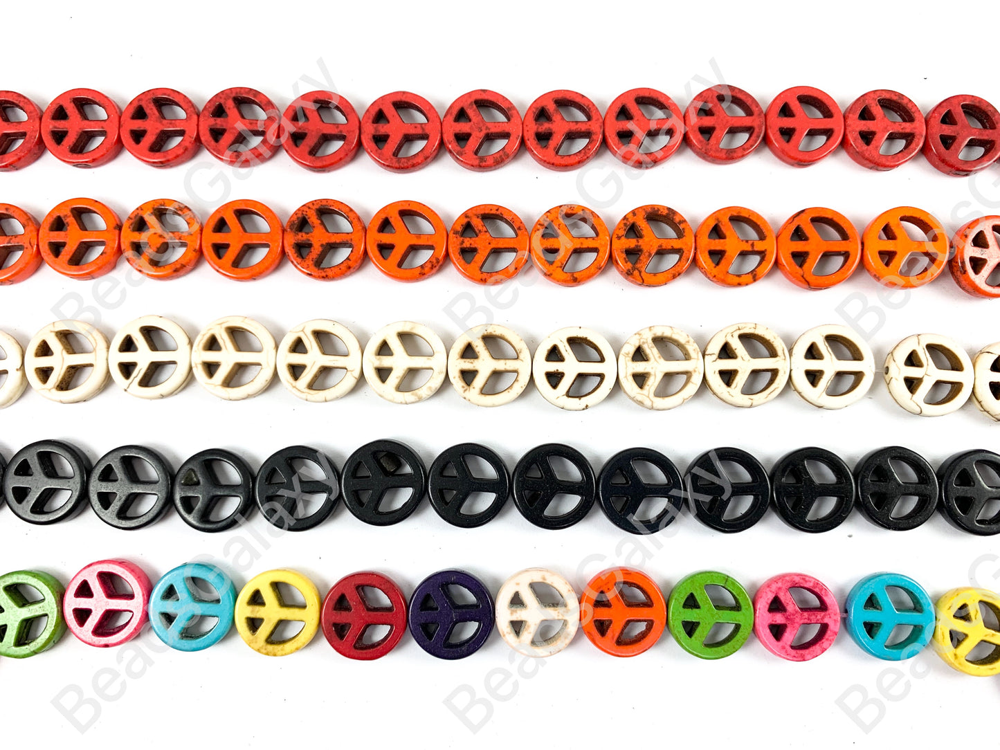 15mm Peace Sign Howlite Turquoise Flat Coin Disc Beads 11 Colors Available Around 15"