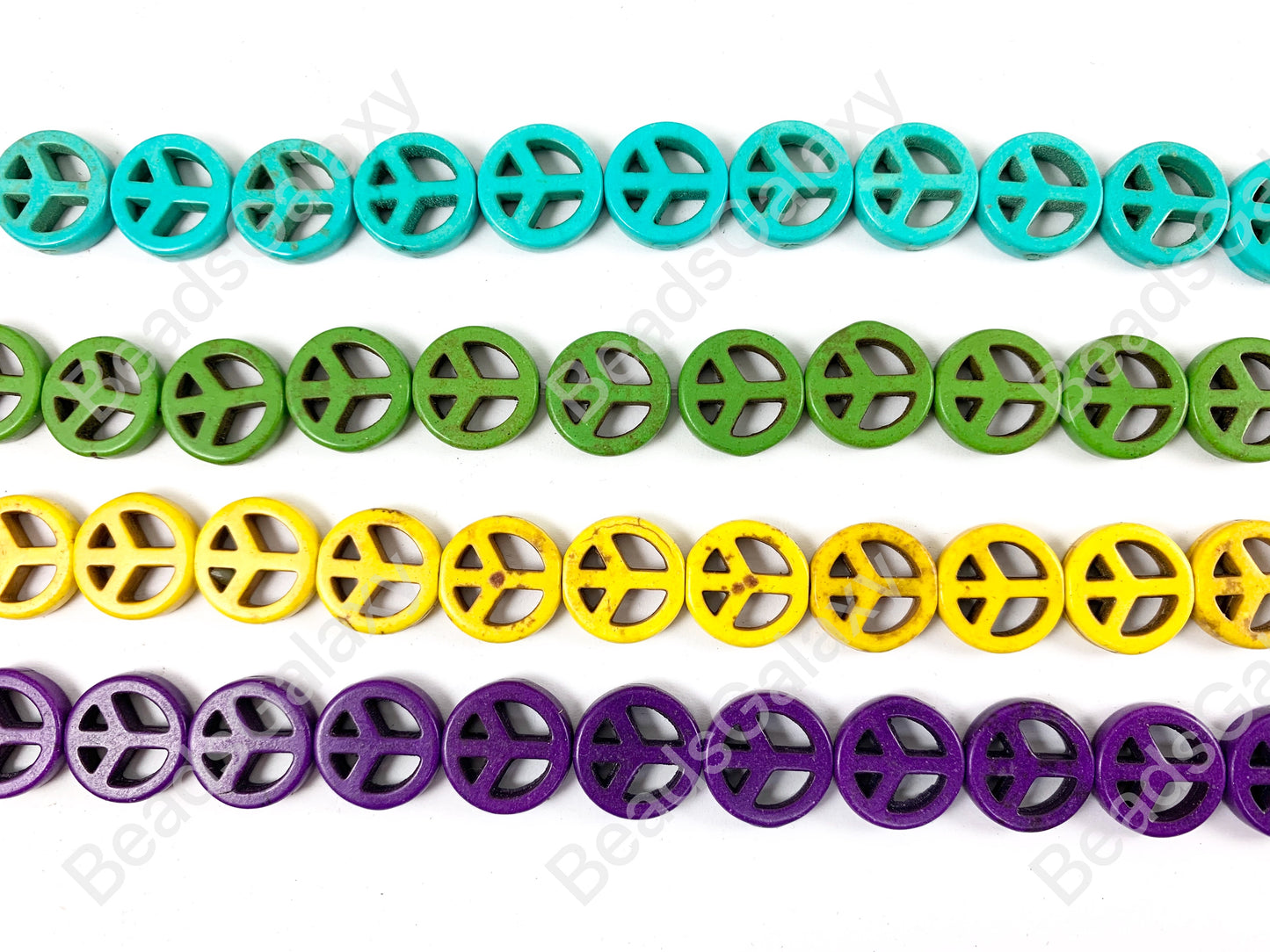 15mm Peace Sign Howlite Turquoise Flat Coin Disc Beads 11 Colors Available Around 15"