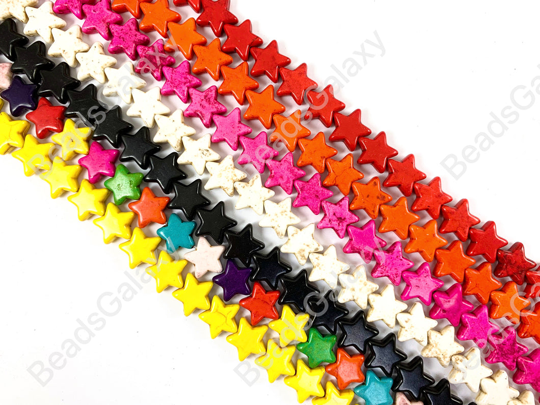 15mm Star Shape Howlite Turquoise Flat Beads 7 Colors Available Around 15-16