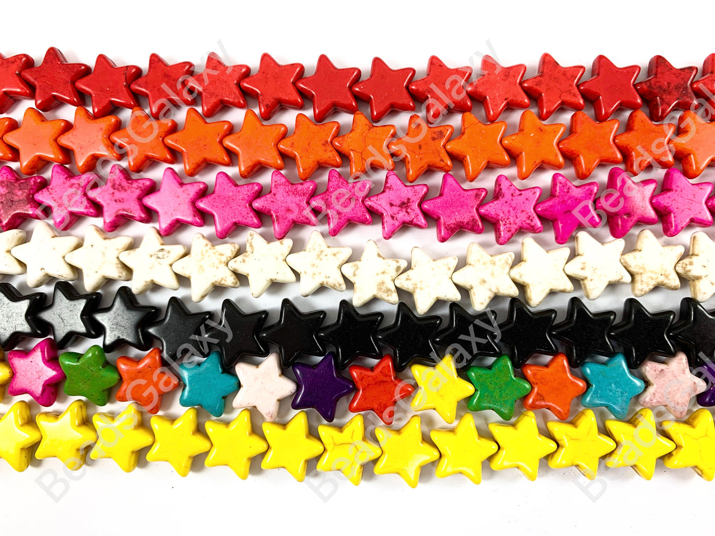 15mm Star Shape Howlite Turquoise Flat Beads 7 Colors Available Around 15-16"