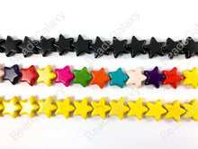 Cargar imagen en el visor de la galería, Cuentas planas de turquesa howlita en forma de estrella de 15 mm, 7 colores disponibles alrededor de 15-16 &quot;
