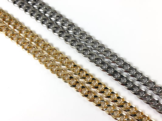 Real Gold/Platinum Plated Chunky Link Chain in Shiny Gold and Matte Silver Color