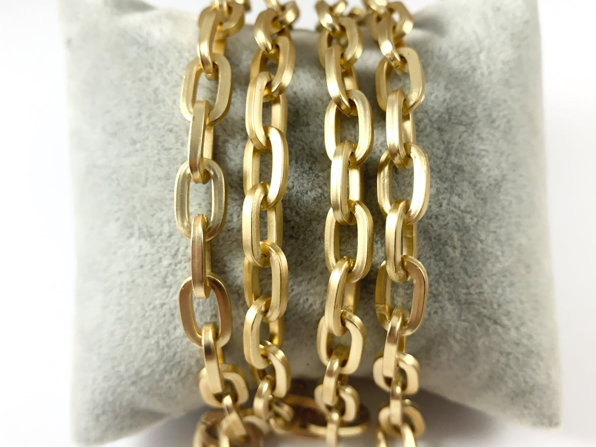 Matt Gold Chain Real Gold/Platinum Plated Chunky Oval Chain in Matte Gold and Matte Si ...