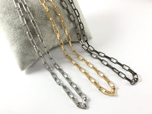 Load image into Gallery viewer, Real 18K Gold/Silver/Gunmetal Plated Paperclip Chain in Matte Gold, Matte Silver and Matte Gunmetal Color
