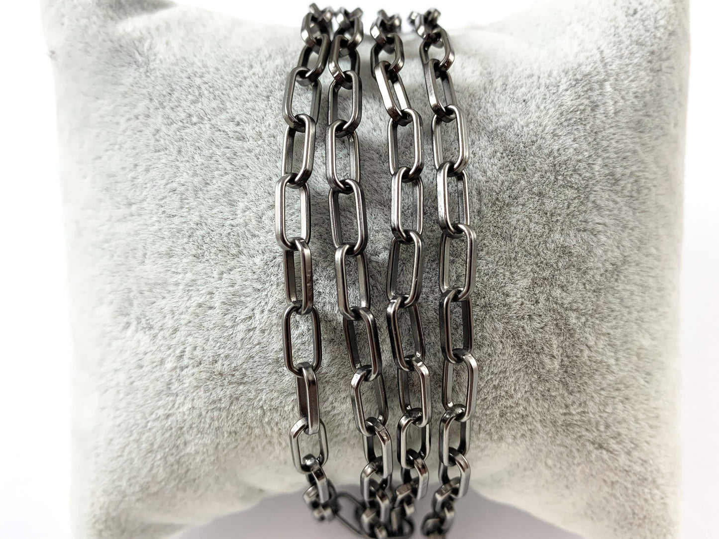 Real 18K Gold/Silver/Gunmetal Plated Paperclip Chain in Matte Gold, Matte Silver and Matte Gunmetal Color