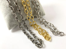 Load image into Gallery viewer, 18K Gold/ Platinum/ Antique Silver Plated Thick Oval Link Textured Chain
