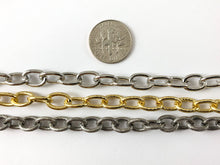 Load image into Gallery viewer, 18K Gold/ Platinum/ Antique Silver Plated Thick Oval Link Textured Chain
