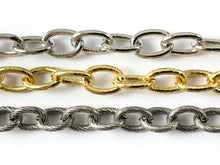 Load image into Gallery viewer, 18K Gold/ Platinum/ Antique Silver Plated Thick Oval Link Textured Chain
