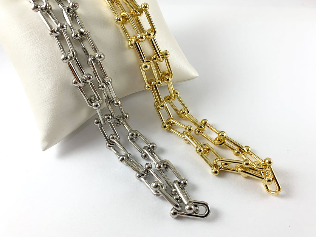 Real 18K Gold/ Platinum Plated Large Chunky U Link Trendy Chain