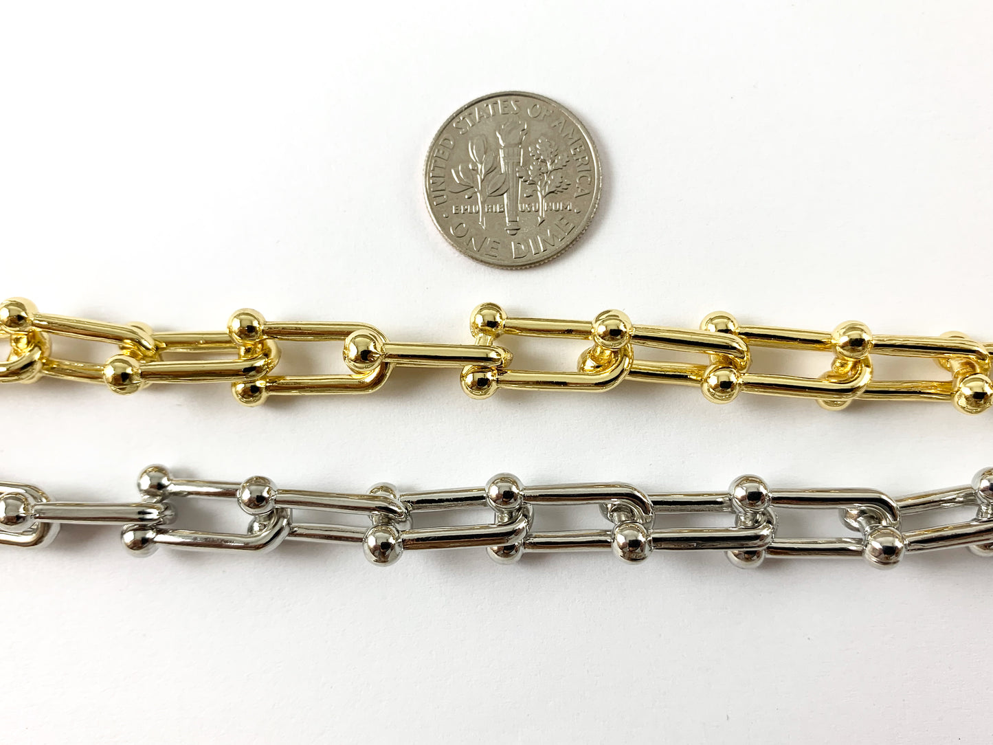 Real 18K Gold/ Platinum Plated Large Chunky U Link Trendy Chain