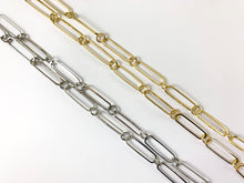 Load image into Gallery viewer, Real 18K Gold/Platinum Plated Large Thin Flat Paperclip Chain with Circle Link
