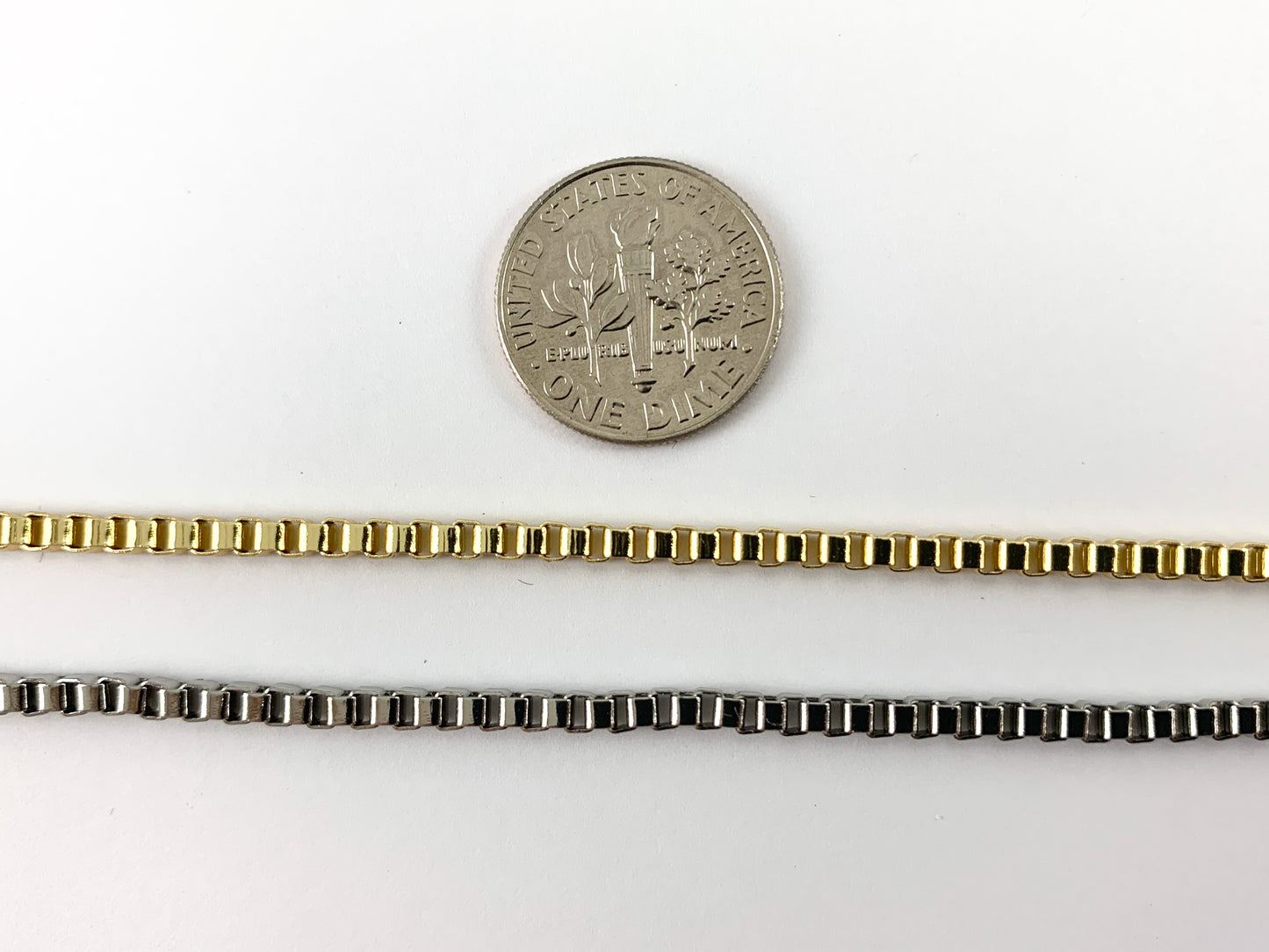 Cadena de caja de cobre chapada en oro/platino de 18 quilates para fabricación de collares y pulseras para hombres y mujeres