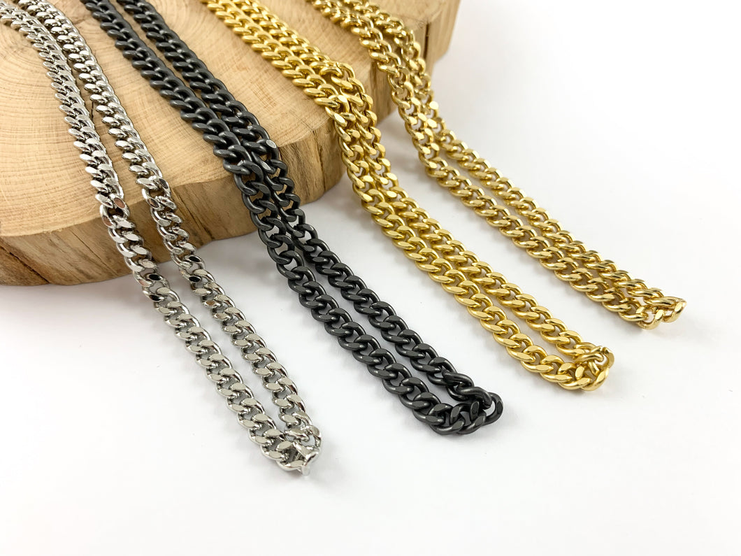 Real Gold /Platinum /Matte Gold /Matte Gunmetal Plated Link Curb/Cuban Chain for Men and Women Necklace/Bracelet Making