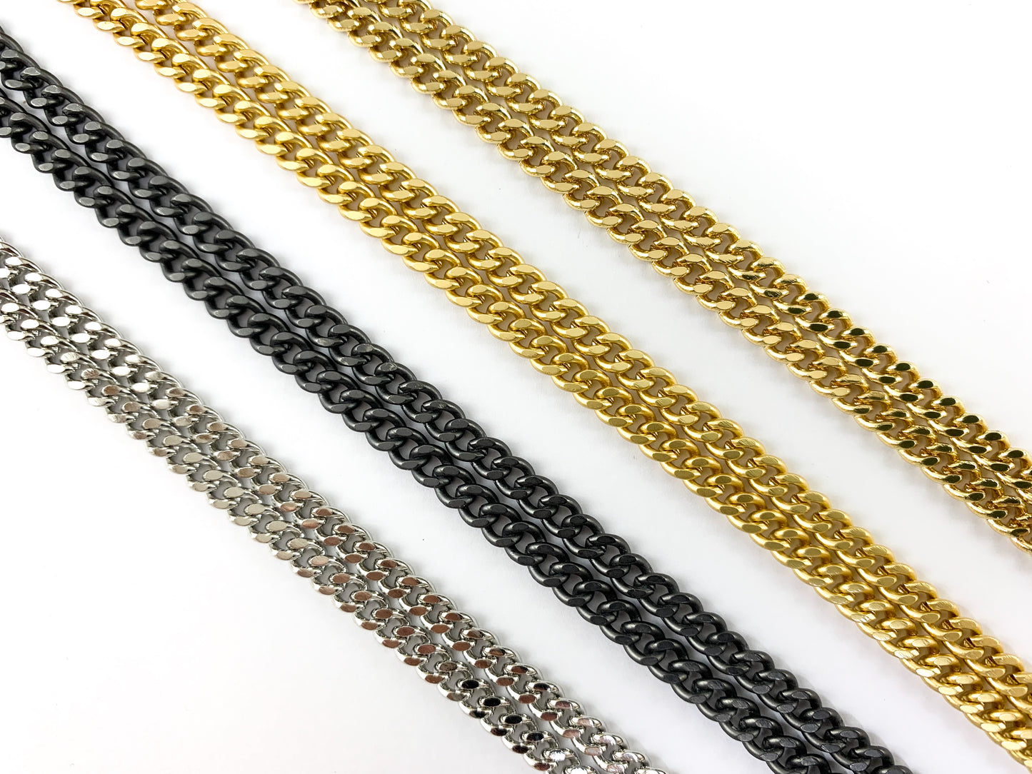 Real Gold /Platinum /Matte Gold /Matte Gunmetal Plated Link Curb/Cuban Chain for Men and Women Necklace/Bracelet Making