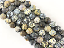 Cargar imagen en el visor de la galería, Natural amarillo azul océano jaspe redondo liso mate cuentas de piedras preciosas naturales para hombres/mujeres fabricación de joyas 15 &quot;-16&quot;
