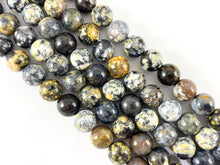 Cargar imagen en el visor de la galería, Natural amarillo azul océano jaspe redondo liso brillante cuentas de piedras preciosas naturales para hombres/mujeres fabricación de joyas 15 &quot;-16&quot;
