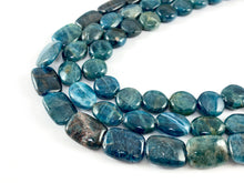 Load image into Gallery viewer, Natural Apatite Dark Blue Dark Teal Natural Stone in Rectangle, Coin and Oval Shape Around 15&quot;
