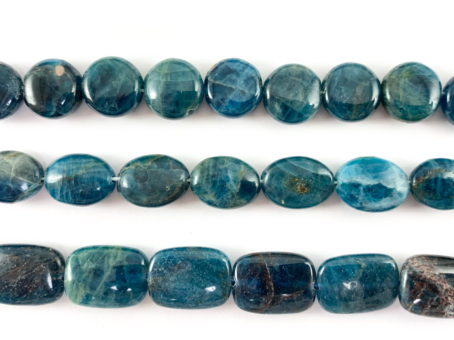 Natural Apatite Dark Blue Dark Teal Natural Stone in Rectangle, Coin and Oval Shape Around 15"