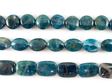 Load image into Gallery viewer, Natural Apatite Dark Blue Dark Teal Natural Stone in Rectangle, Coin and Oval Shape Around 15&quot;
