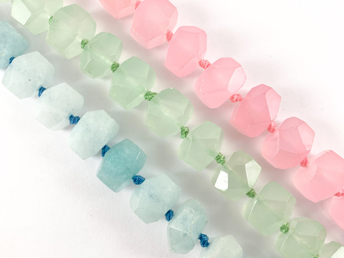 Pastel Color Dyed Jade Ice Cut Beads Easter Color Beads Pastel Green Blue Pink Around 15"