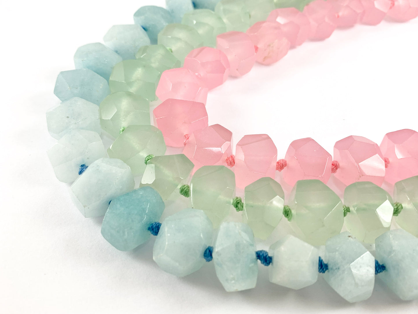 Pastel Color Dyed Jade Ice Cut Beads Easter Color Beads Pastel Green Blue Pink Around 15"