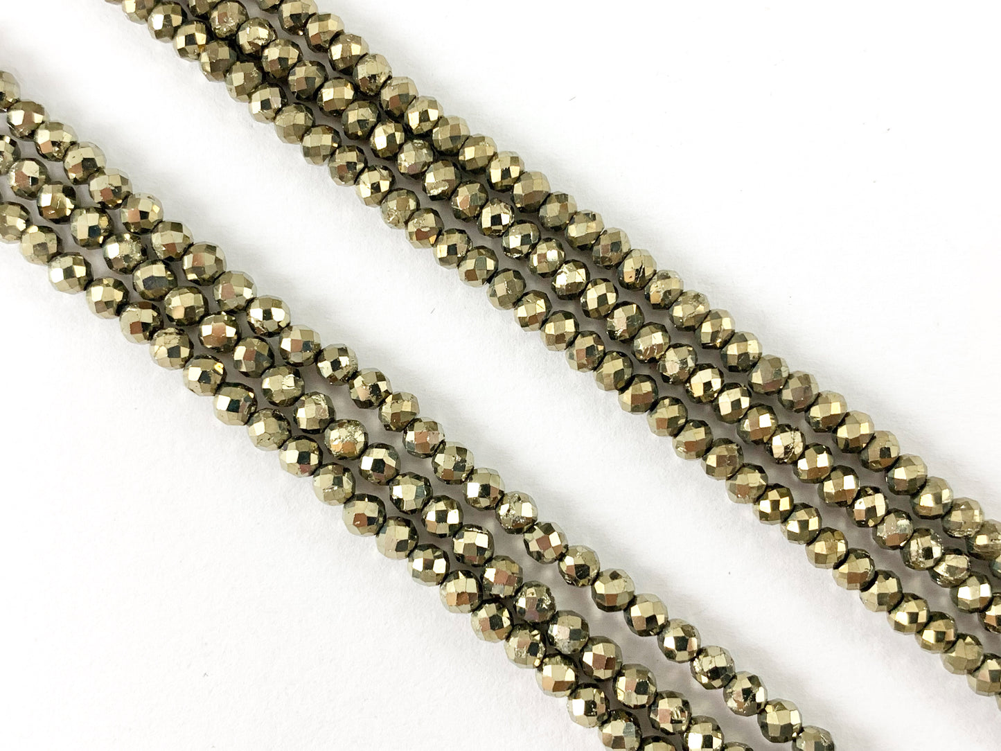 Pyrite Faceted Round Rondelle Hand Cut Tiny Shiny Beads 2mm 3mm 4mm For Jewelry Making 15"-16"