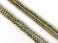 Load image into Gallery viewer, Pyrite Faceted Round Rondelle Hand Cut Tiny Shiny Beads 2mm 3mm 4mm For Jewelry Making 15&quot;-16&quot;
