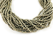 Load image into Gallery viewer, Pyrite Faceted Round Rondelle Hand Cut Tiny Shiny Beads 2mm 3mm 4mm For Jewelry Making 15&quot;-16&quot;
