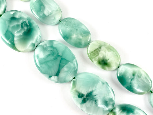 Natural Green Angelite/ Green Moonstone Pastel Green Color Natural Stone in Oval Shape Around 15"